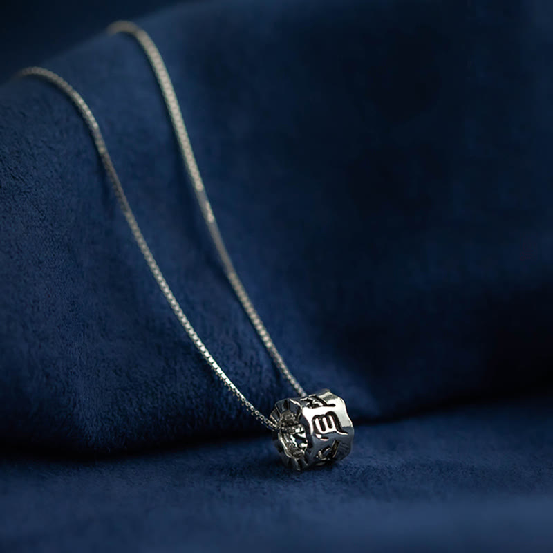 Collar con colgante de plata de ley 925 con Buddha Stones tibetanas Om Mani Padme Hum grabado Love Focus - Om Mani Padme Hum y cadena de 55 cm - image 1