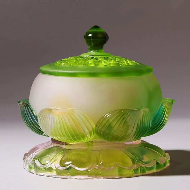 Pieza de arte de cristal Liuli hecha a mano de loto Feng Shui, decoración para el hogar y la Oficina - image 16