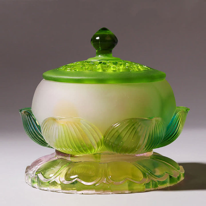 Pieza de arte de cristal Liuli hecha a mano de loto Feng Shui, decoración para el hogar y la Oficina - image 16