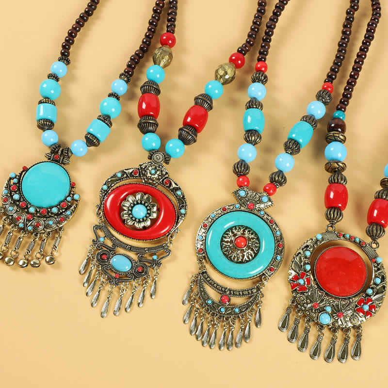 Accesorios para el cabello con borlas y cuentas retro tibetanas