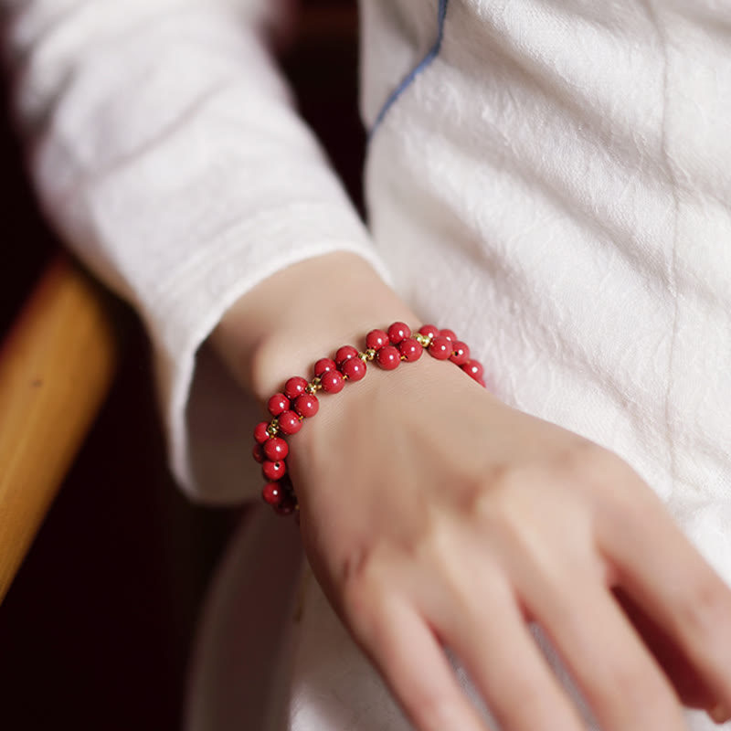 Pulsera de bendición con cuentas de cinabrio natural de Buddha Stones