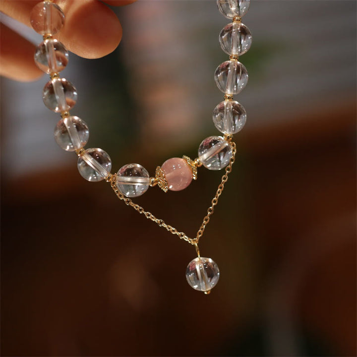 Pulsera de pareja de Color Yin Yang con protección de cristal blanco de cristal rosa obsidiana con brillo de plata Natural