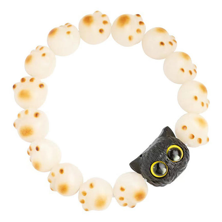 Pulsera de la paz del gato de la suerte de la pata encantadora de sándalo rojo de la semilla de Bodhi Natural de las Buddha Stones - image 7