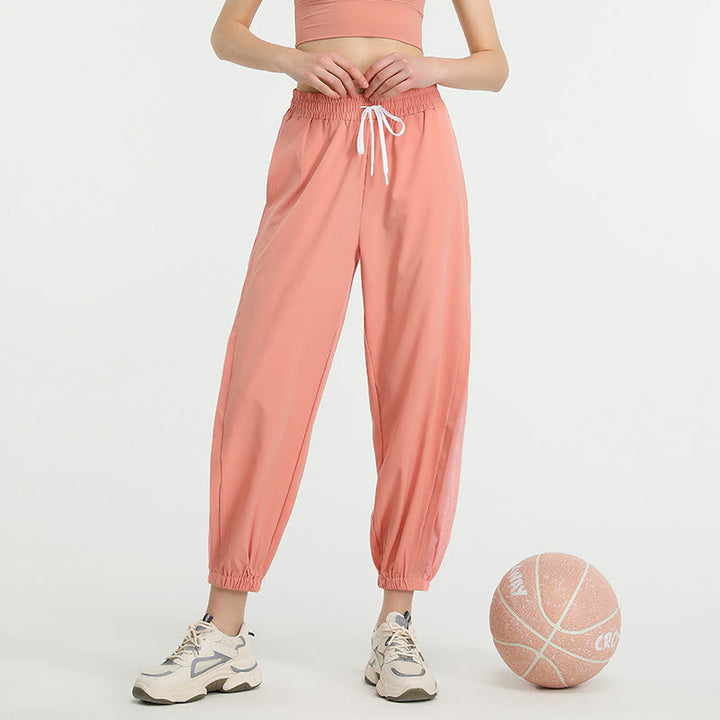 Pantalones deportivos de yoga sueltos de cintura alta con Buddha Stones y bolsillos