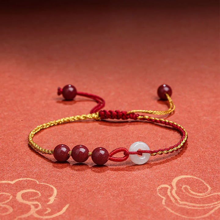 Pulsera de bendición con hebilla de paz de jade cinabrio natural con Buddha Stones