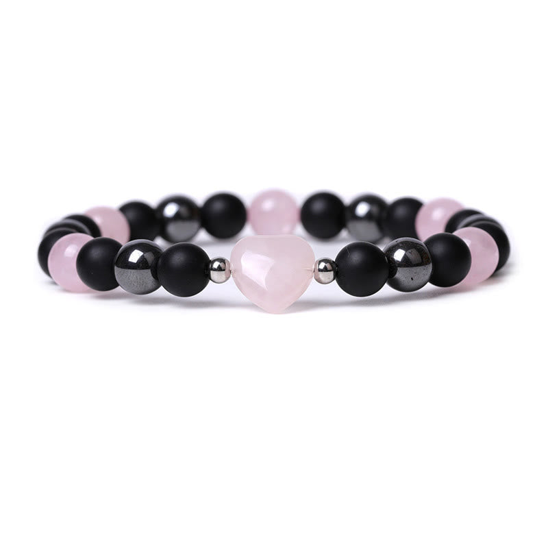 Pulsera de protección de corazón de amor de cristal de piedra de ojo de tigre de ónix negro de Buddha Stones