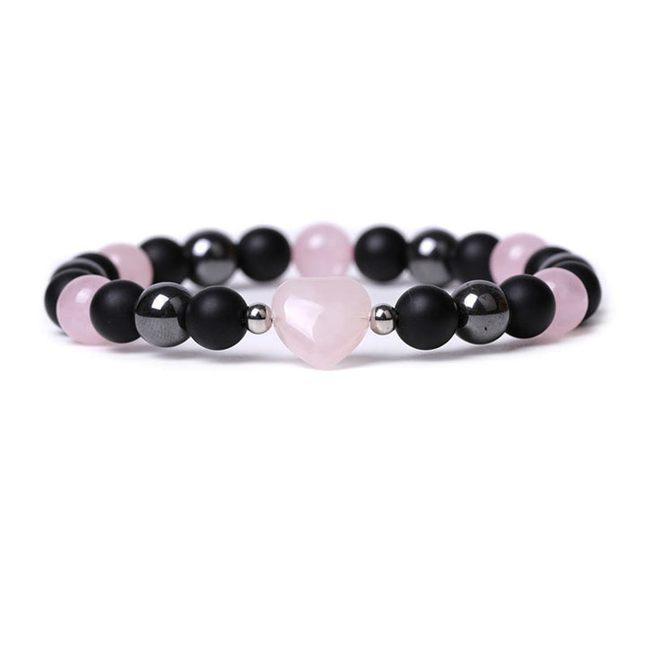Pulsera de protección de corazón de amor de cristal de piedra de ojo de tigre de ónix negro de Buddha Stones