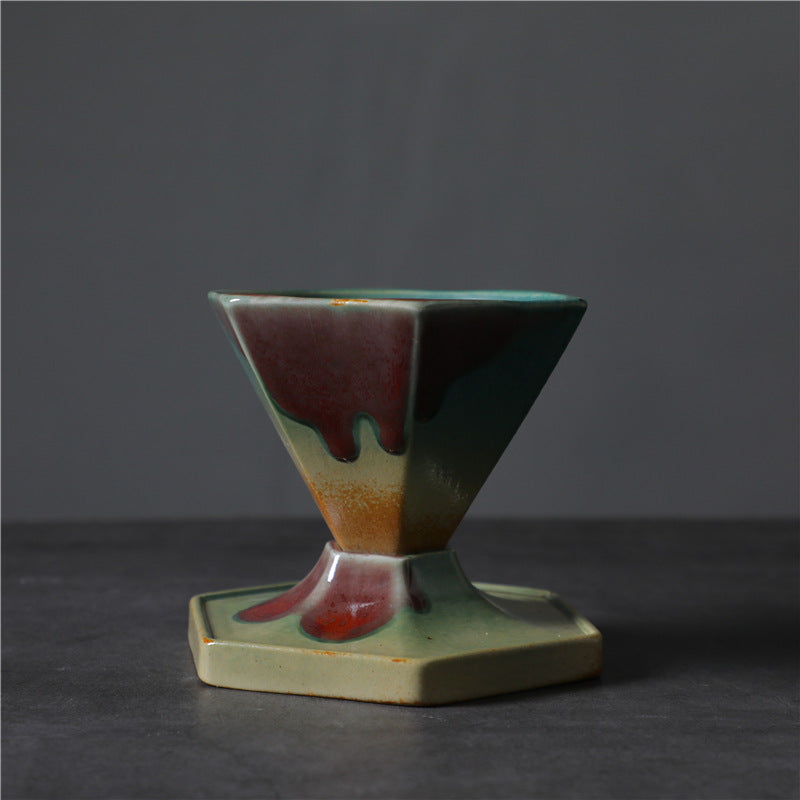 Taza de café y té de cerámica con diseño hexagonal de Buddha Stones, taza de café con base de 170ml