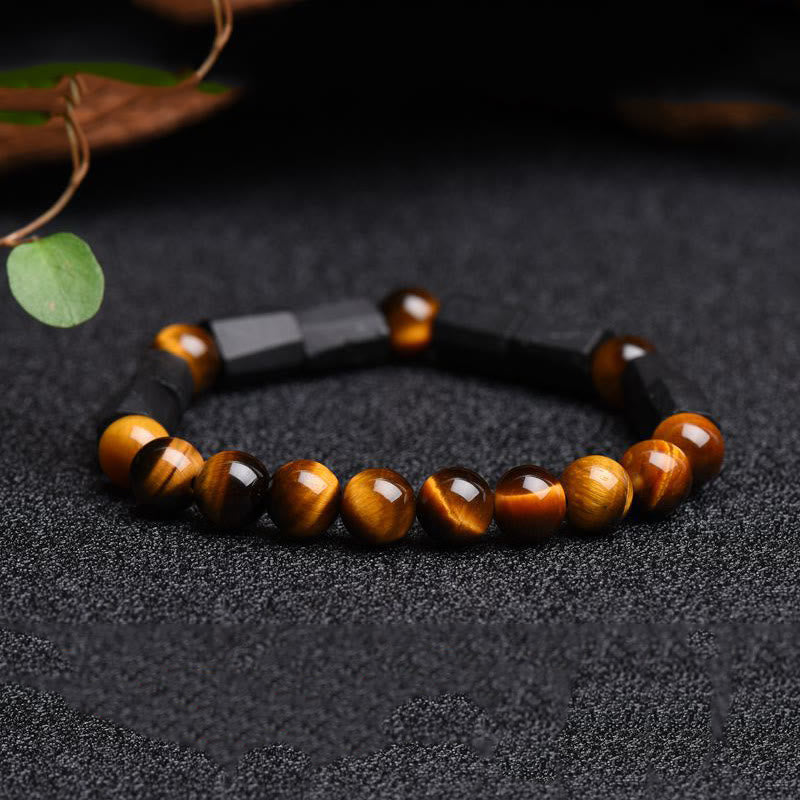 Pulsera positiva de ojo de tigre de turmalina negra natural de Buddha Stones