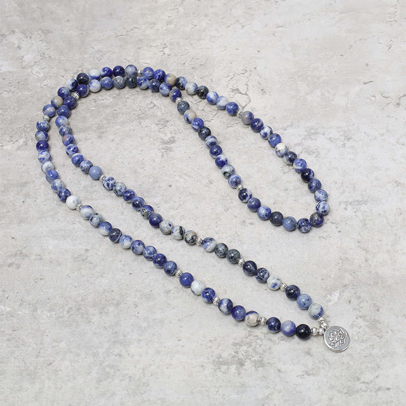 Pulsera con collar de paz de loto de aventurina azul natural con Buddha Stones