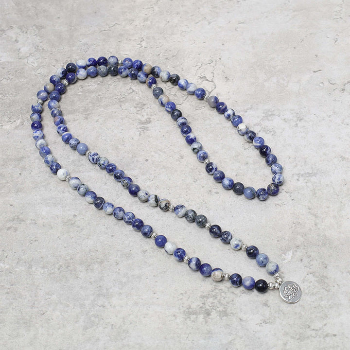 Pulsera con collar de paz de loto de aventurina azul natural con Buddha Stones