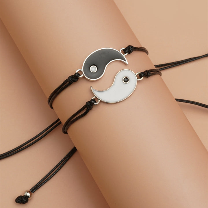 Pulsera de pareja de hematita Yin Yang, 2 piezas, Buddha Stones