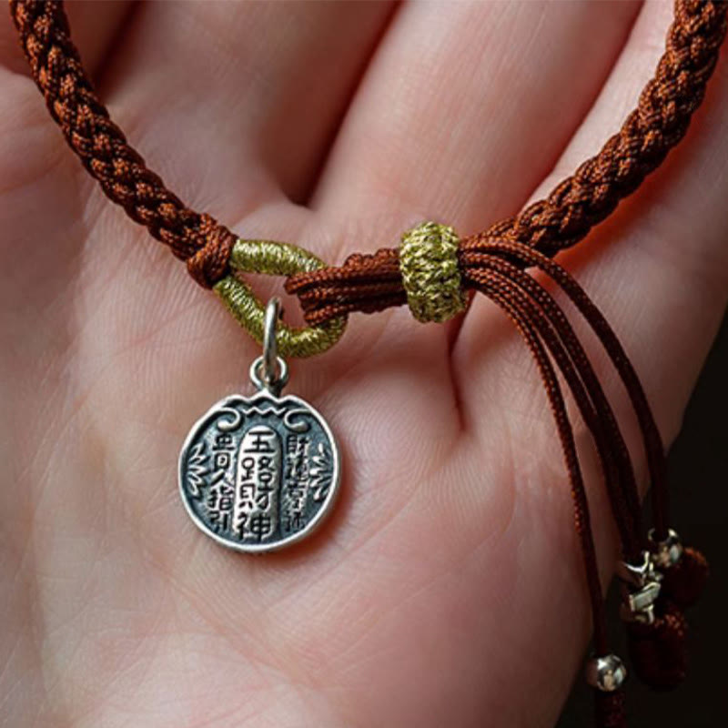 Pulsera trenzada de plata de ley 925 hecha a mano con Buddha Stones , cinco direcciones, dioses de la riqueza, protección de la suerte - image 3