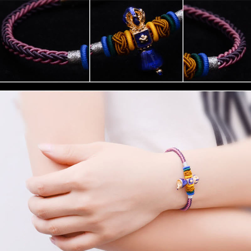 Pulsera tibetana hecha a mano Dorje Vajra fuerza ocho hilos cuerda
