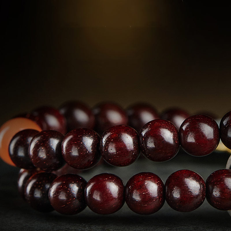 Buddha Stones Zodíaco Chino Buda Natal Hoja Pequeña Sándalo Rojo Jade Ágata Roja PiXiu Sooth Pulsera