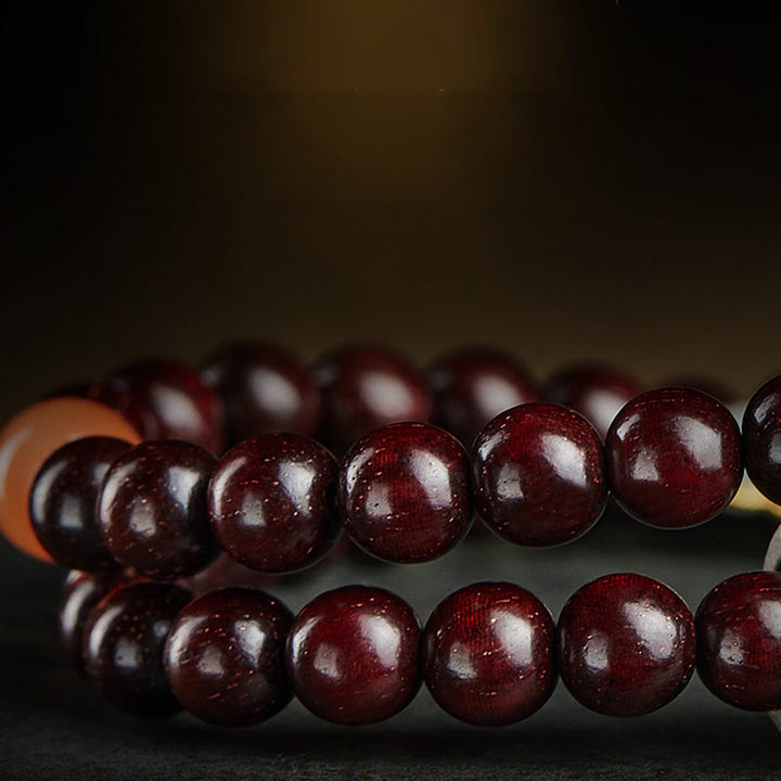 Buddha Stones Zodíaco Chino Buda Natal Hoja Pequeña Sándalo Rojo Jade Ágata Roja PiXiu Sooth Pulsera