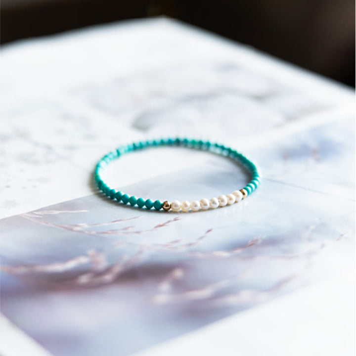 Pulsera con cuentas de perlas turquesas naturales de plata de ley 925 con Buddha Stones - image 16