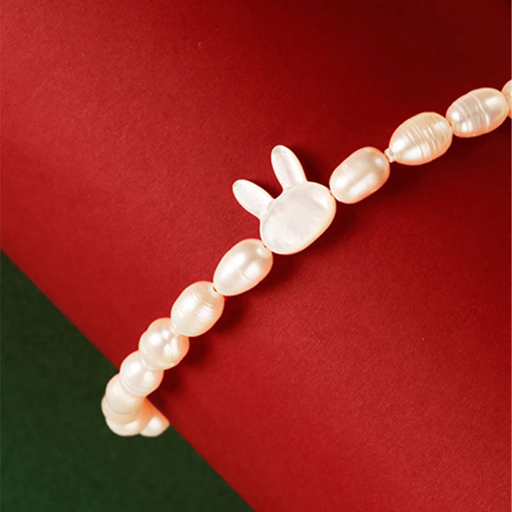 Pulsera de sinceridad de conejo lindo con perlas naturales de Buddha Stones