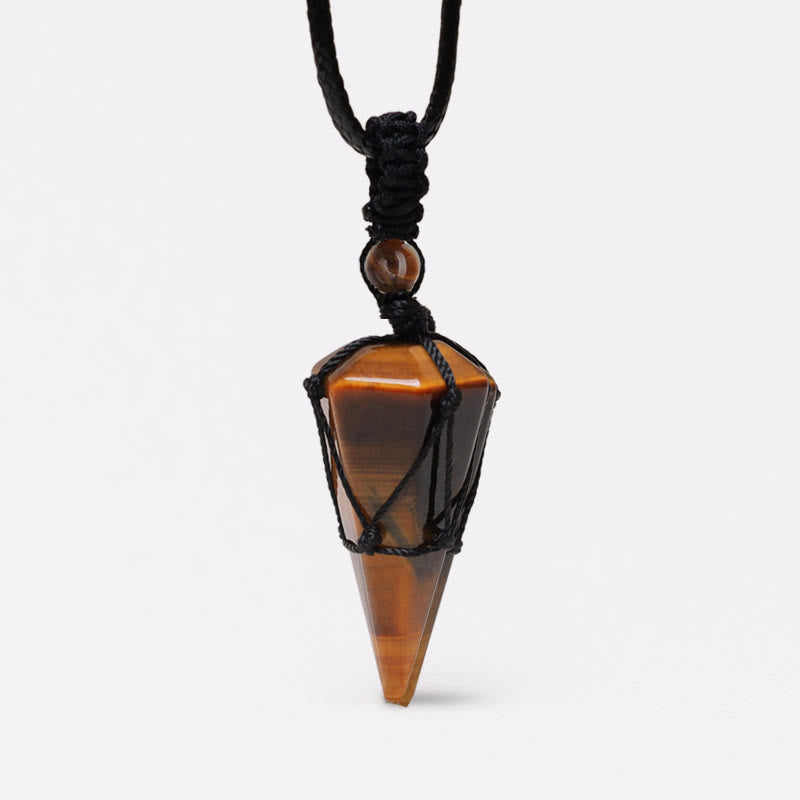 Collar con colgante en punta de piedra natural de piedras de Buddha Stones