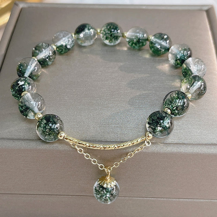 Pulsera con dije de confianza de cristal fantasma verde de Buddha Stones