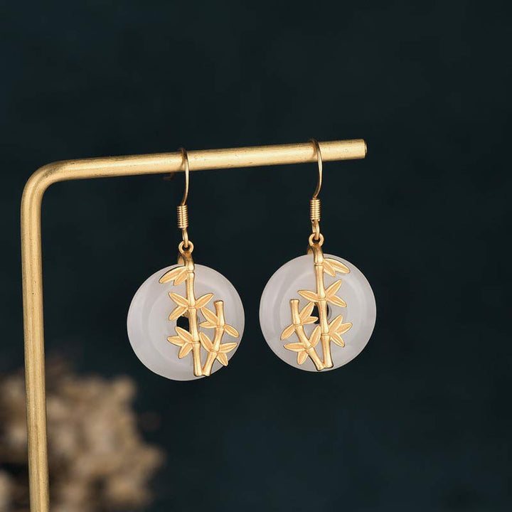 Pendientes de la fortuna de jade blanco FengShui de Buddha Stones