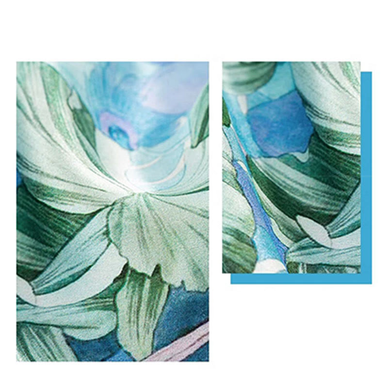 Bufanda de seda de morera 100% con pintura al óleo de jungla de Buddha Stones , bufanda de cuello de seda de doble cara de grado superior 6A - image 13