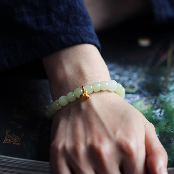 Pulsera ajustable de abundancia de loto de jade