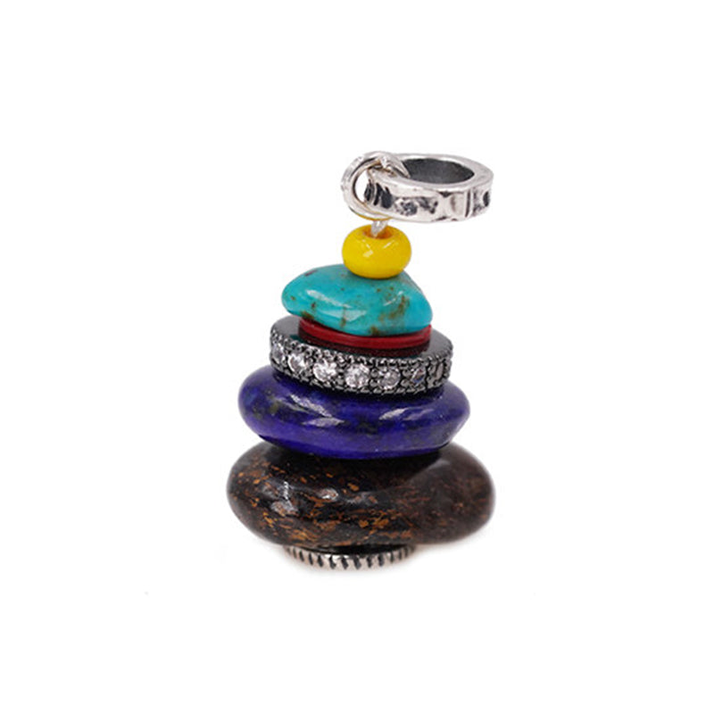 Collar con Buddha Stones Zen Cairn Labradorita con varios cristales - Colgante de jaspe y lazurita con imagen de 10 x 16 mm - image 35