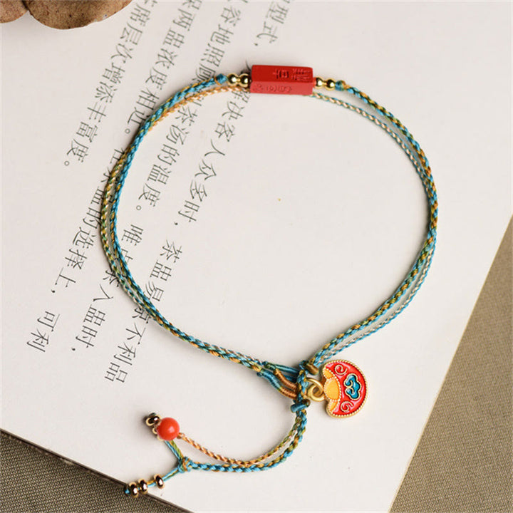 Pulsera de doble capa trenzada con Buddha Stones hechas a mano con cinabrio como uno desea bendición