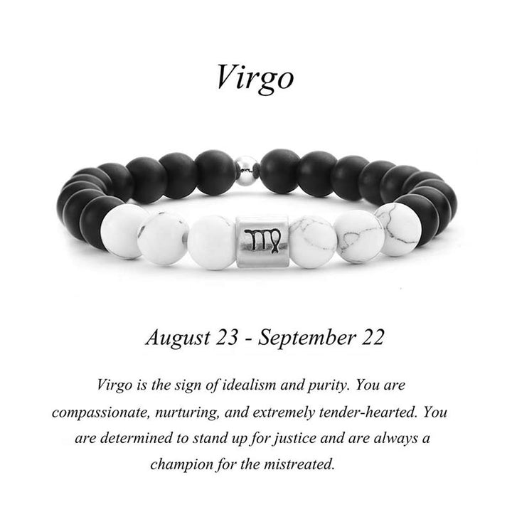 Pulsera de la fortuna con cuentas de turquesa blanca, piedra esmerilada Natural, 12 constelaciones del zodíaco , Buddha Stones