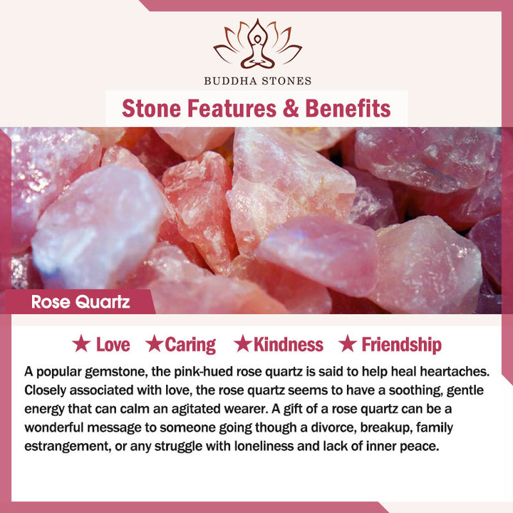 Pulsera que cuida el amor con cuarzo rosa natural de Buddha Stones
