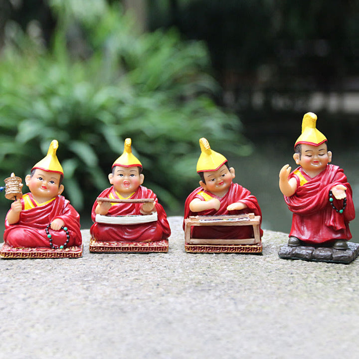 Buddha Stones pintadas a mano, figuras de Lama tibetanas talladas, adorno creativo para decoración del hogar, oficina y coche