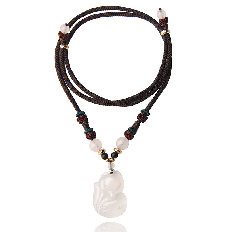 Collar con colgante de cadena de armonía con cuentas de cristal rosa de zorro de calcedonia con Buddha Stones - image 9