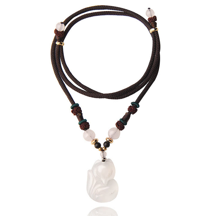 Collar con colgante de cadena de armonía con cuentas de cristal rosa de zorro de calcedonia con Buddha Stones - image 9