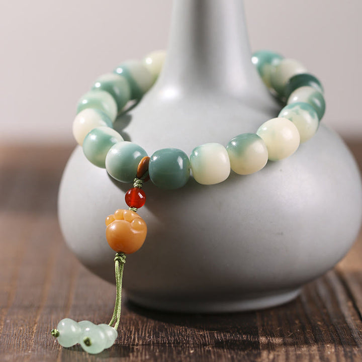 Pulsera de la paz con Buddha Stones, semillas de Bodhi, zorro de nueve colas, garra de gato, piña y garra - Pata de gato amarilla (circunferencia de muñeca: 16-17 cm) - image 13