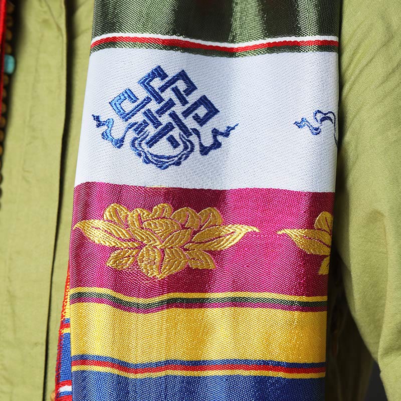 Bendición de la suerte tibetana, mantra de loto multicolor, decoración jacquard Khata - image 2