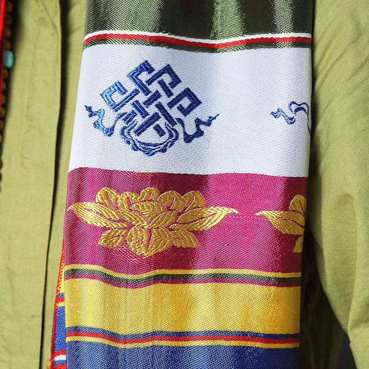 Bendición de la suerte tibetana, mantra de loto multicolor, decoración jacquard Khata - image 2