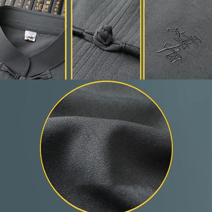 Traje Tang de Buddha Stones Hanfu dragón chino uniforme de kungfú tradicional camisetas y pantalones de manga corta conjunto de ropa para hombre
