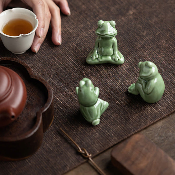 Mini Buddha Stones para meditación, loto pequeño, rana en reposo, cerámica, riqueza, suerte, té para el hogar, figura decorativa para mascotas - image 8