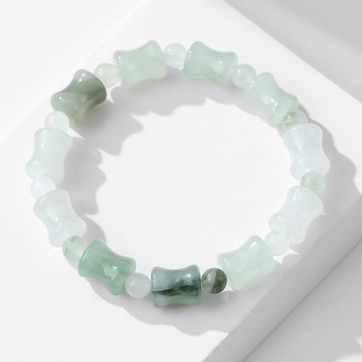 Pulsera de la suerte de la abundancia del patrón de bambú de la cáscara de coco del jade de las Buddha Stones