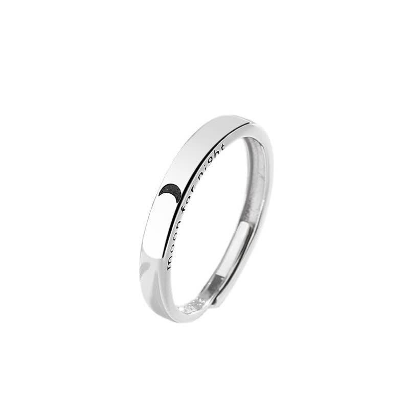 Anillo de pareja ajustable con protección solar y luna de plata de ley 925 con Buddha Stones - Mujeres (Luna) - image 5