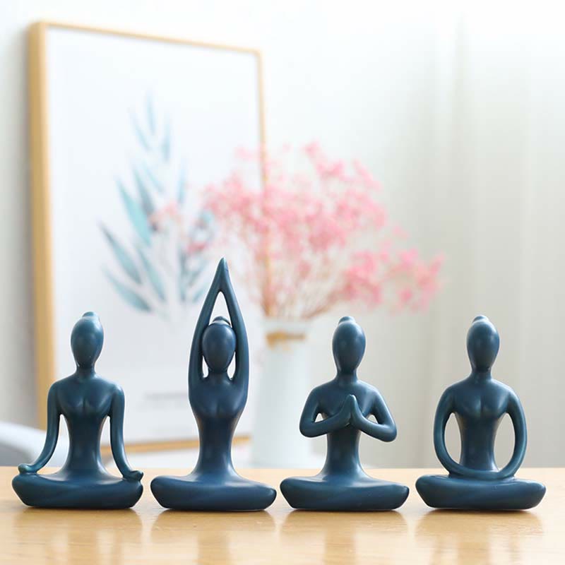 Decoración espiritual de la escultura de la estatuilla de la cerámica del ejercicio de la meditación del yoga abstracto
