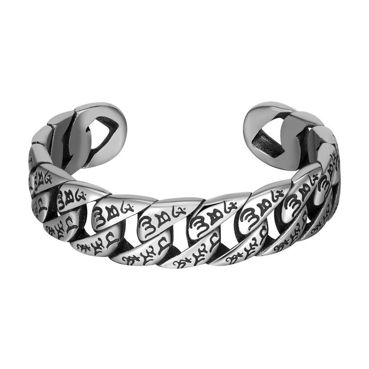 Buddha Stones Om Mani Padme Hum Mantra, brazalete de acero de titanio y paz