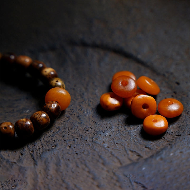 Buddha Stones tibetano Bodhi semilla ámbar Dzi cuentas ágata Zakiram diosa de la riqueza cuentas Triple envoltura pulsera