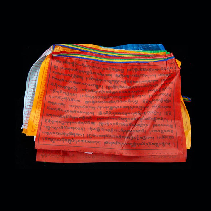 Bandera de oración tibetana de 5 colores con bendición de caballo de viento al aire libre, 20 unidades