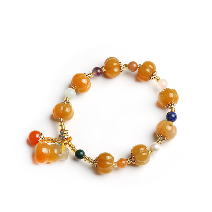 Pulsera de riqueza Pixiu de jade de seda dorada con Buddha Stones