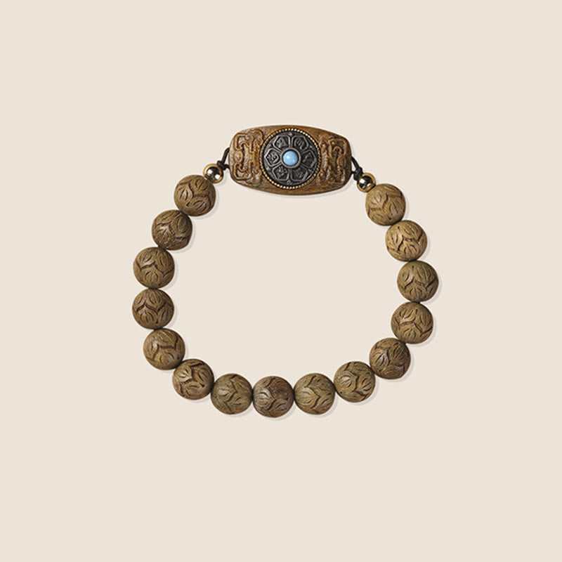 Buddha Stones Sándalo Verde Madera de Ébano Sándalo Om Mani Padme Hum Pulsera Calmante
