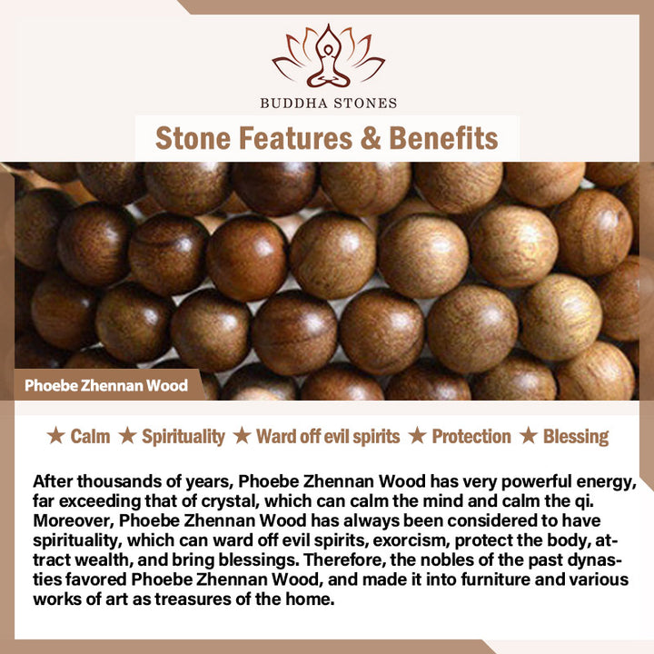 Pulsera de espiritualidad de madera de Phoebe Zhennan con Buddha Stones
