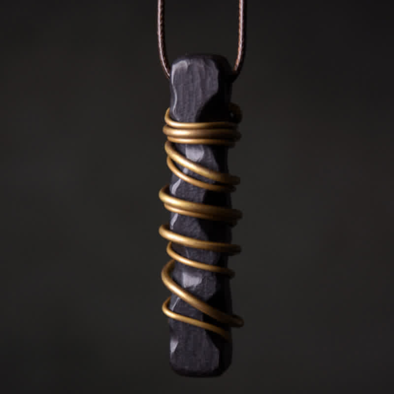 Colgante de collar de paz con Buddha Stones , madera de ébano del Tíbet, equilibrio de cobre - image 1