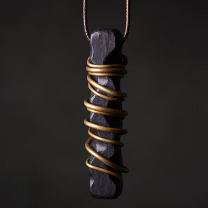 Colgante de collar con colgante de equilibrio de paz, madera de ébano tibetano y Buddha Stones , con detalles de latón y piedras de Buda. - image 0